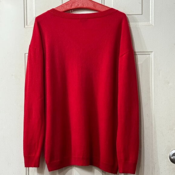 Talbots Pure Cashmere Sz L Womens Sweater Pullover V-Neck Red Long Sleeve - Picture 6 of 8